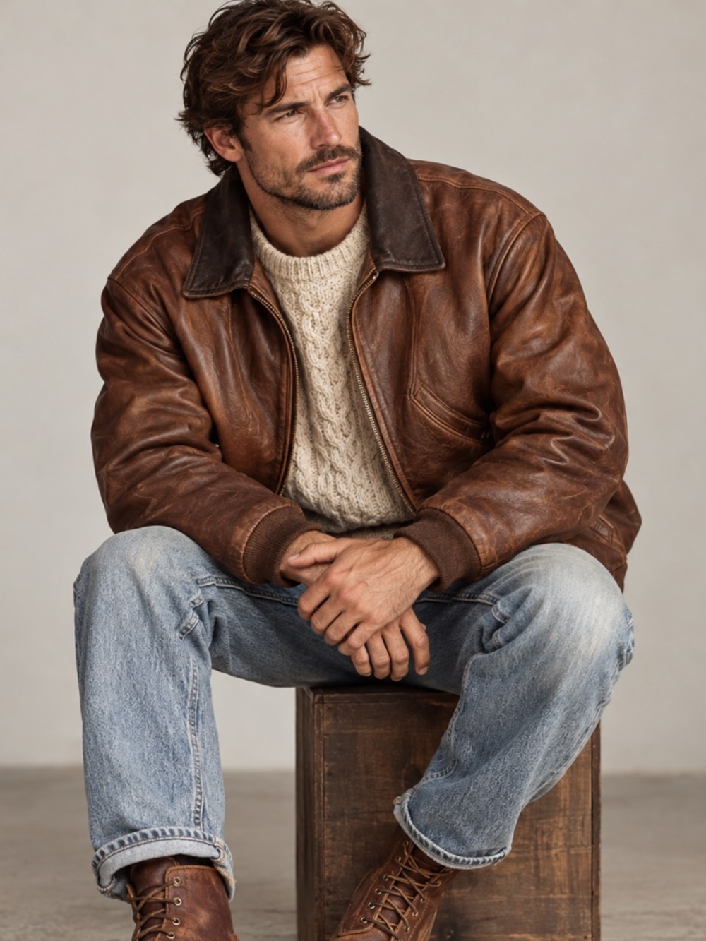 Vintage 90s Wilsons Brown Leather Adventure Bound Bomber Jacket Sz XL Rugged